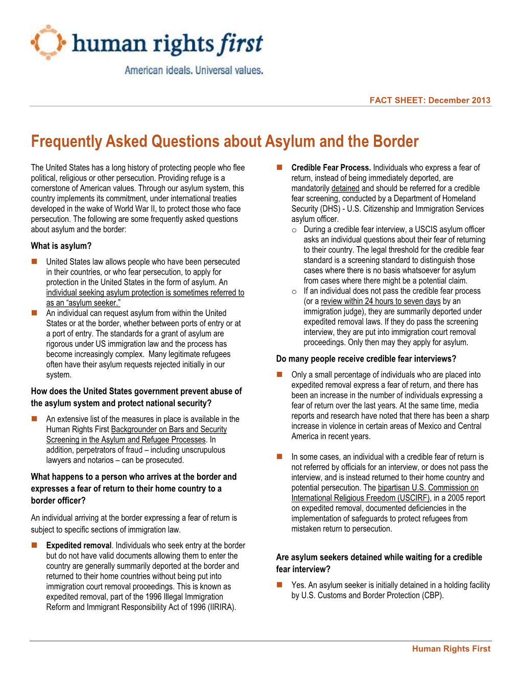 Frequently Asked Questions About Asylum and the Border