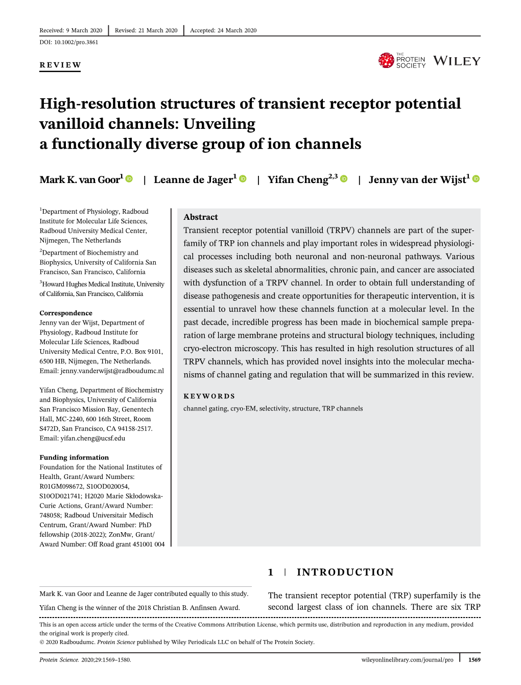 High-Resolution Structures of TRPV Channels: Unveiling a Functionally