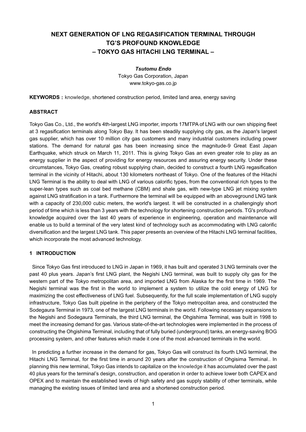 Tokyo Gas Hitachi Lng Terminal –