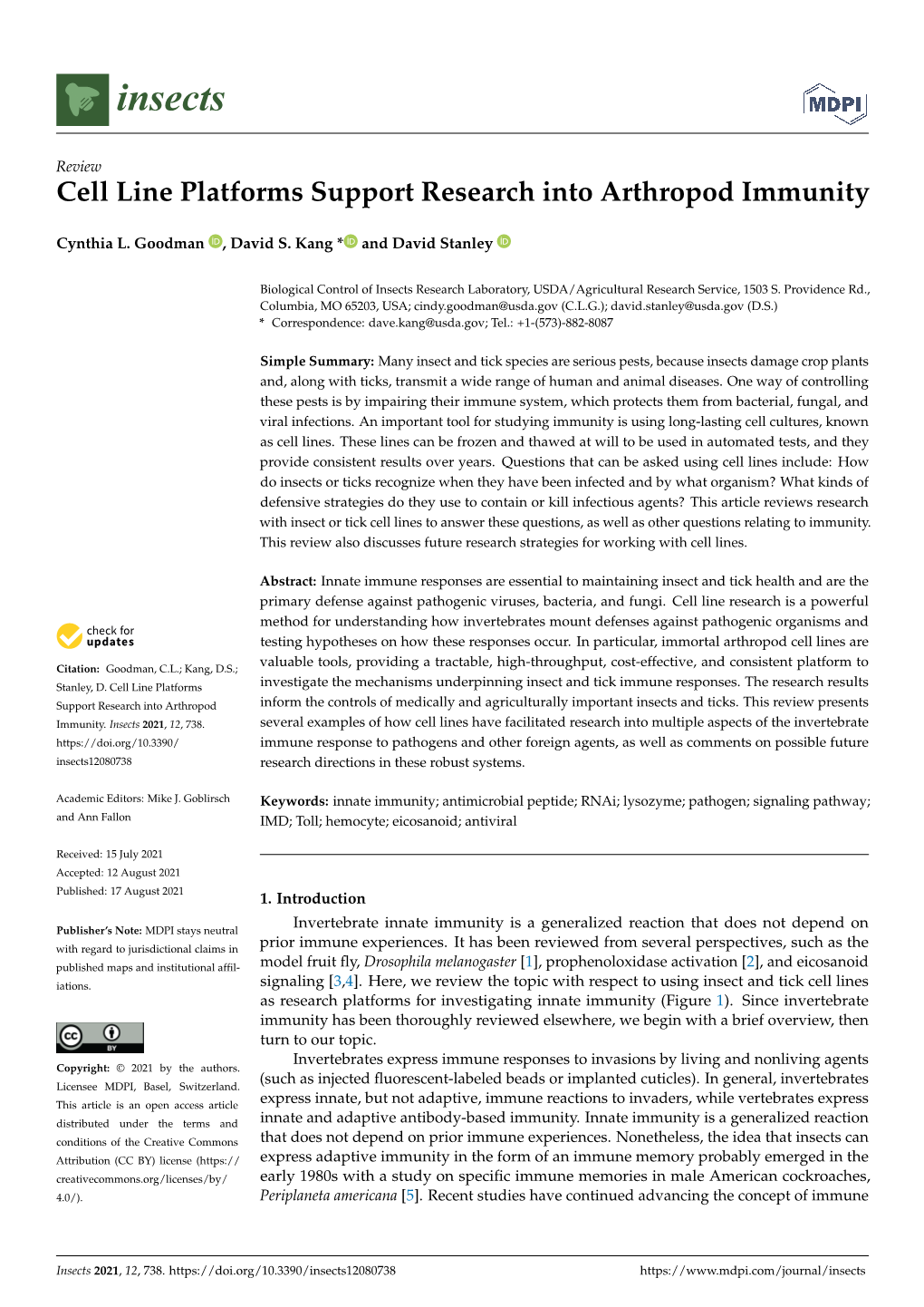 Cell Line Platforms Support Research Into Arthropod Immunity