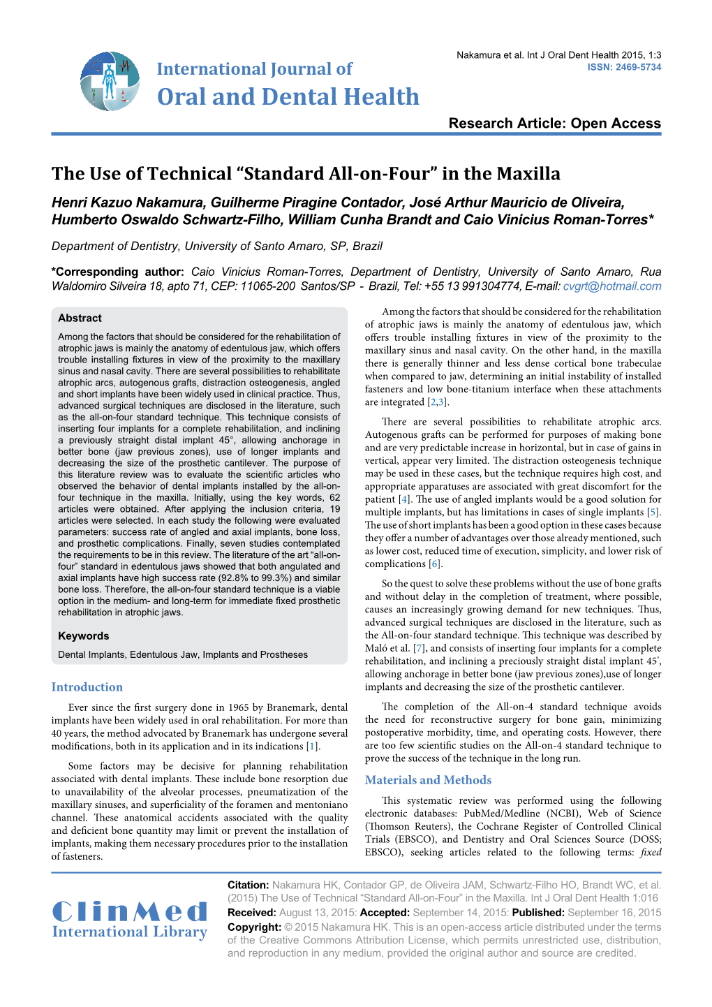 The Use of Technical “Standard All-On-Four” in the Maxilla