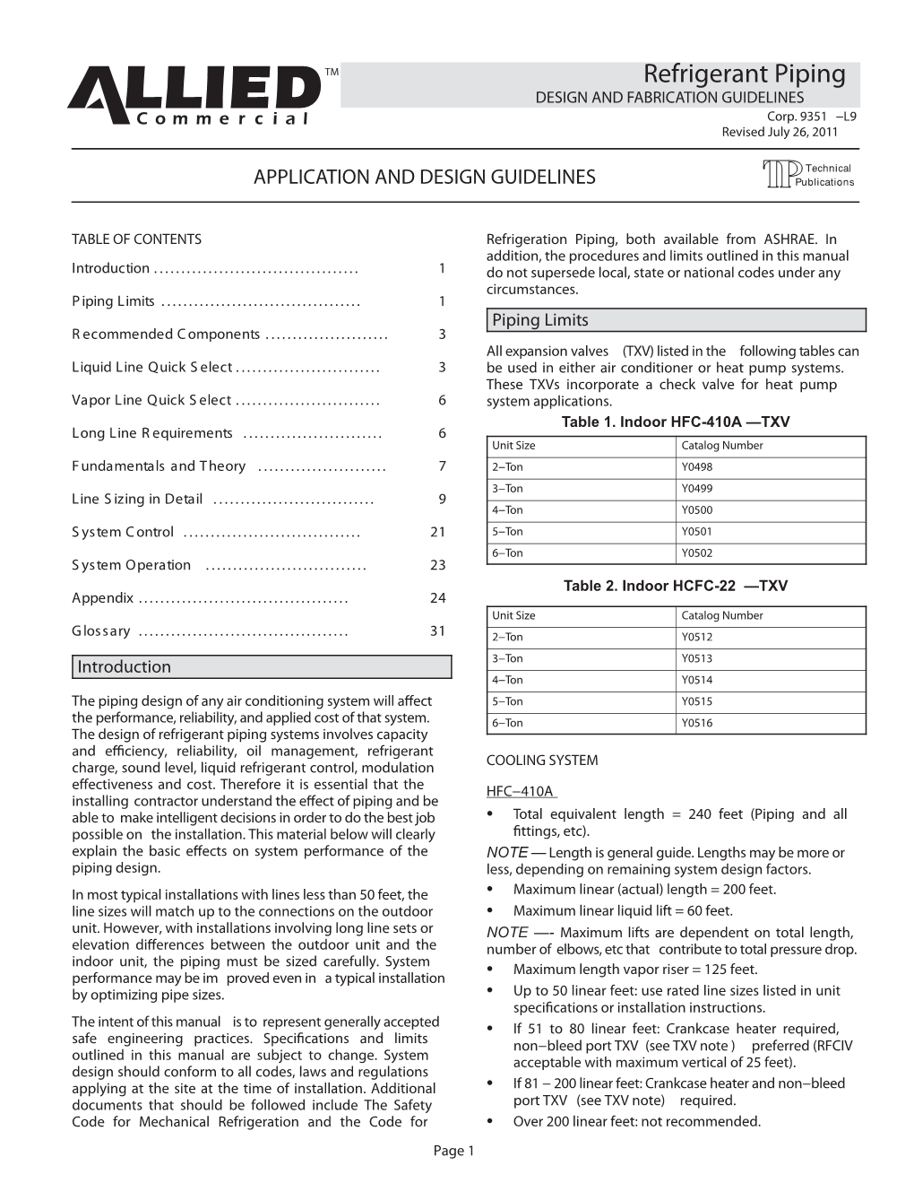 Refrigerant Piping DESIGN and FABRICATION GUIDELINES Corp