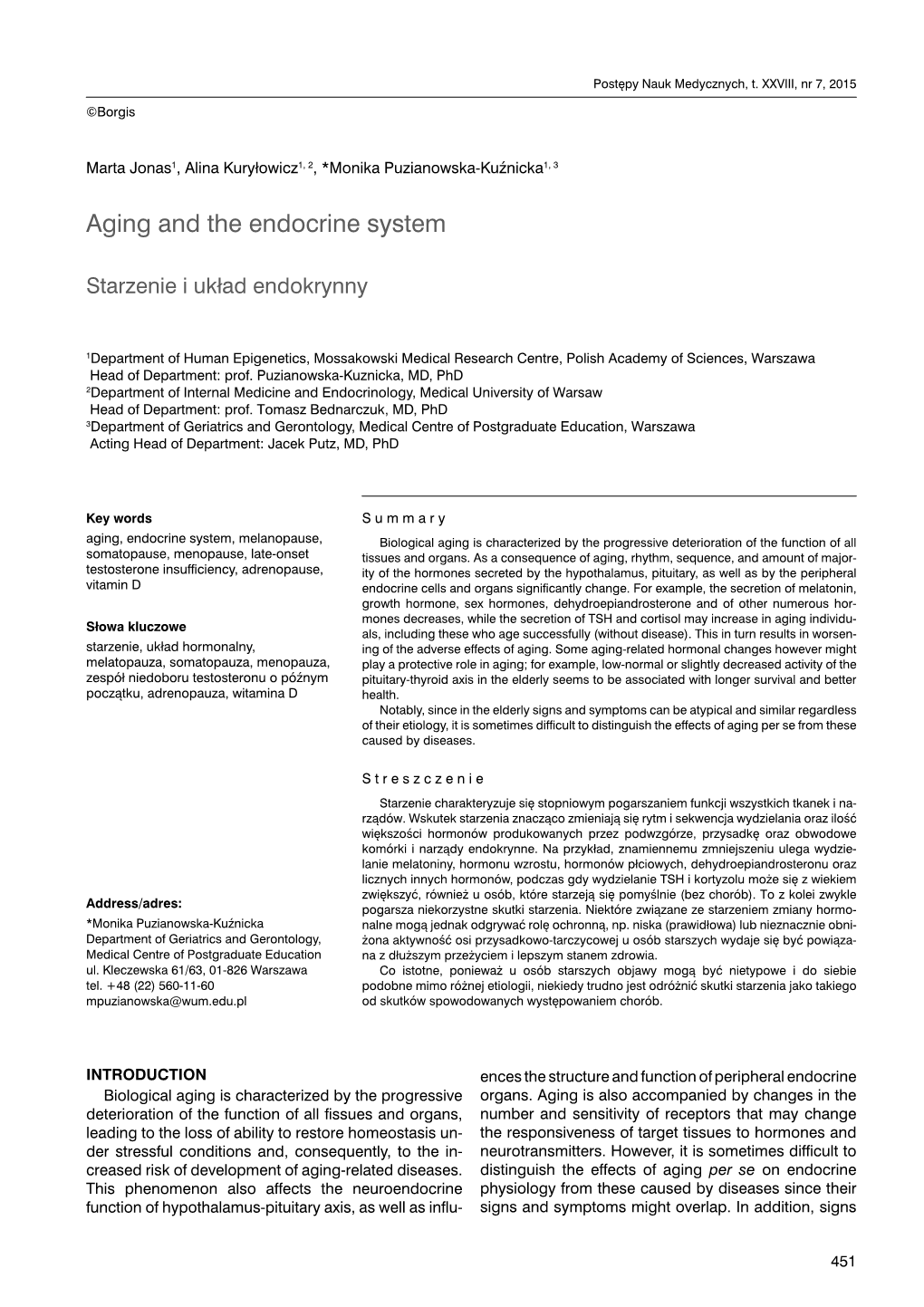 Aging and the Endocrine System