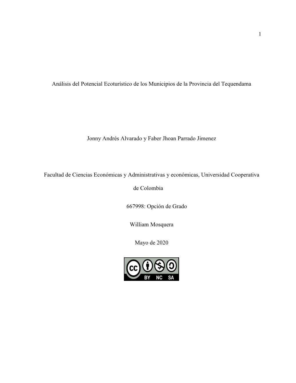 1 Análisis Del Potencial Ecoturístico De Los Municipios De La Provincia Del Tequendama