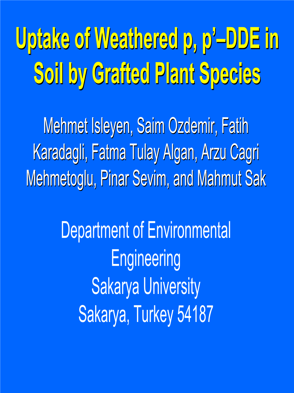 DDE in Soil by Grafted Plant Species