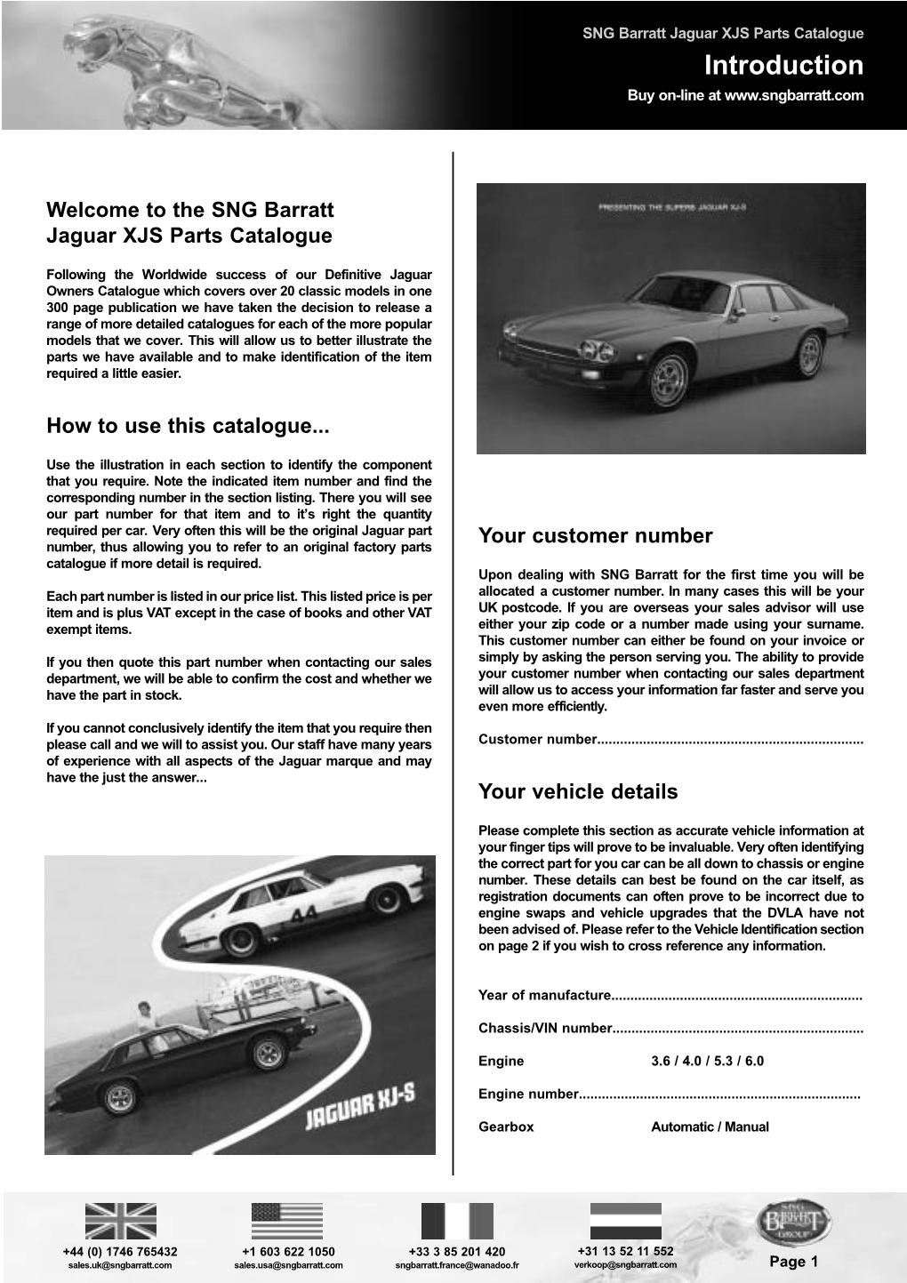 Complete XJS Catalogue