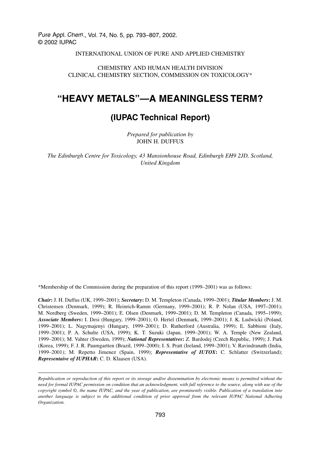 Heavy Metals”—A Meaningless Term?