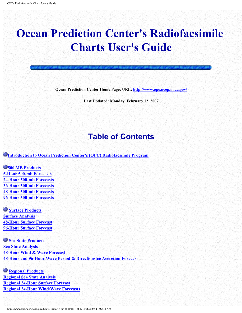 Ocean Prediction Center's Radiofacsimile Charts User's Guide