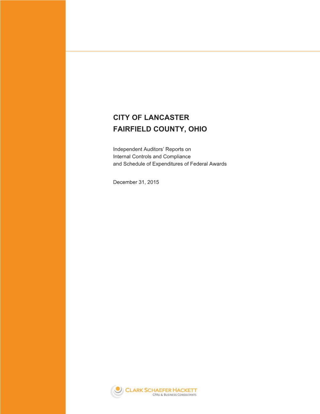 City of Lancaster Fairfield County, Ohio