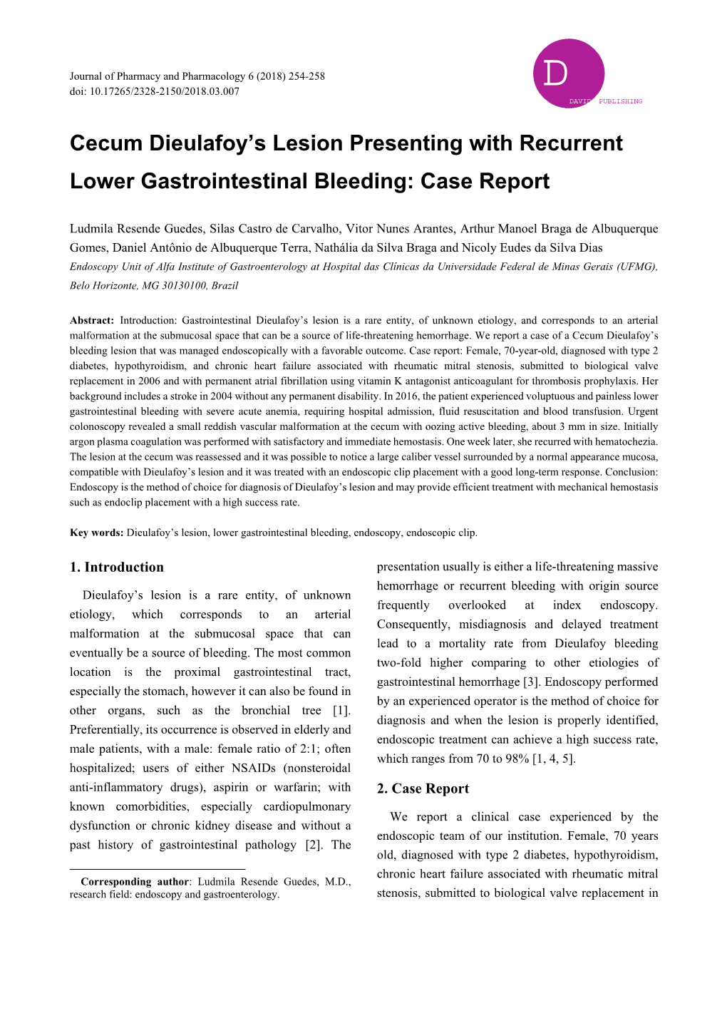 Cecum Dieulafoy's Lesion Presenting with Recurrent Lower