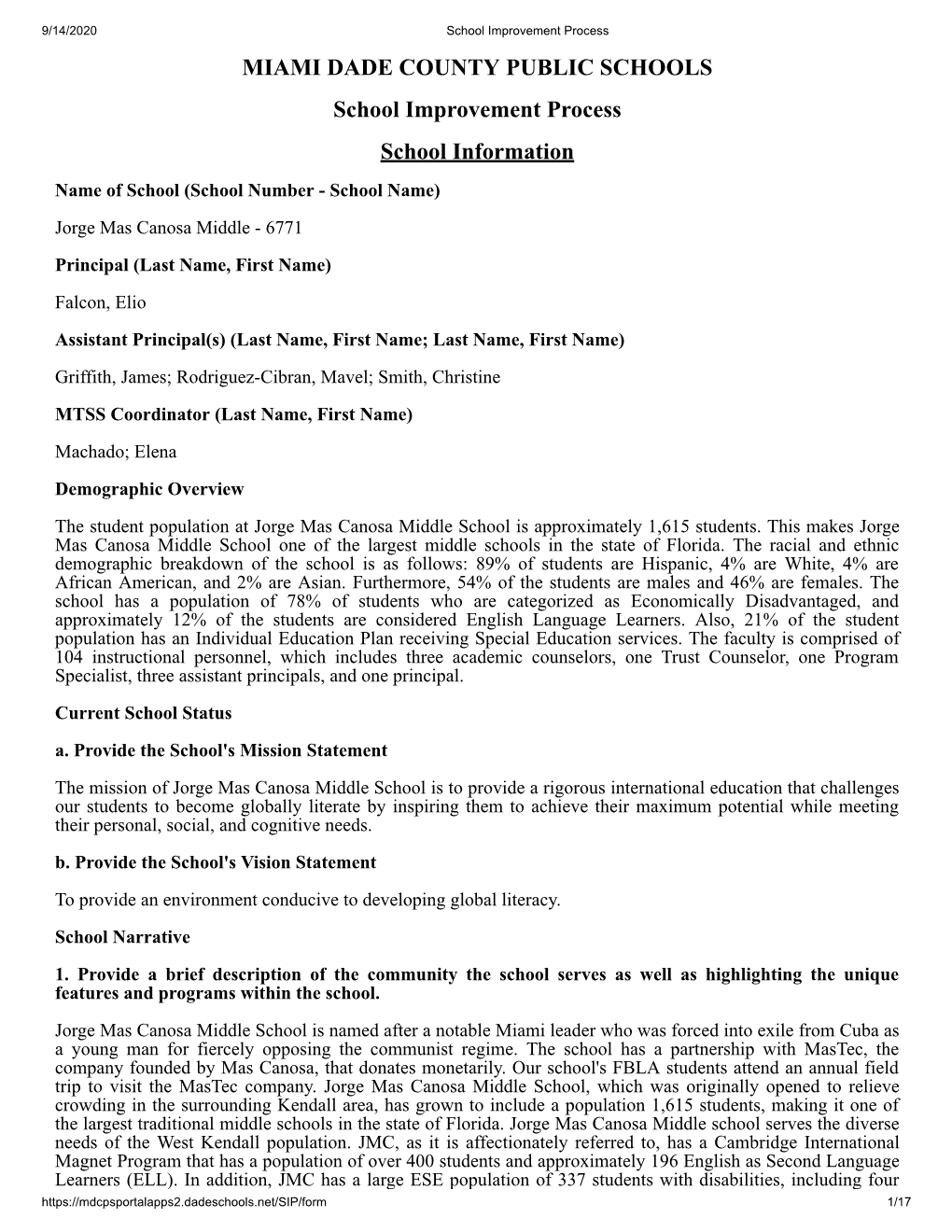 JMC Title I School Improvement Process Phase I