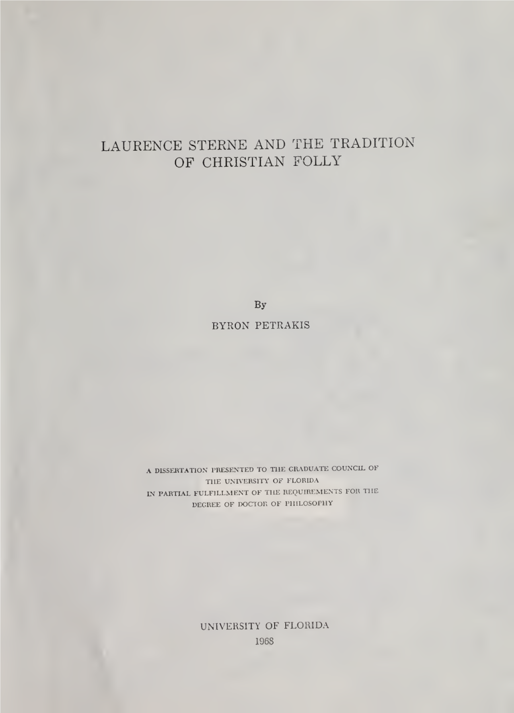 Laurence Sterne and the Tradition of Christian Folly