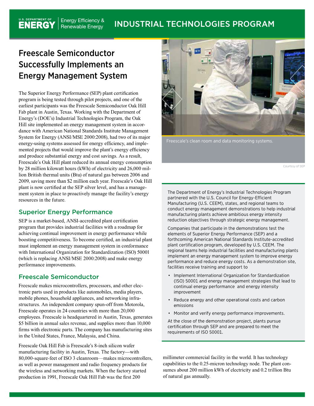 Freescale Semiconductor Successfully Implements an Energy Management System