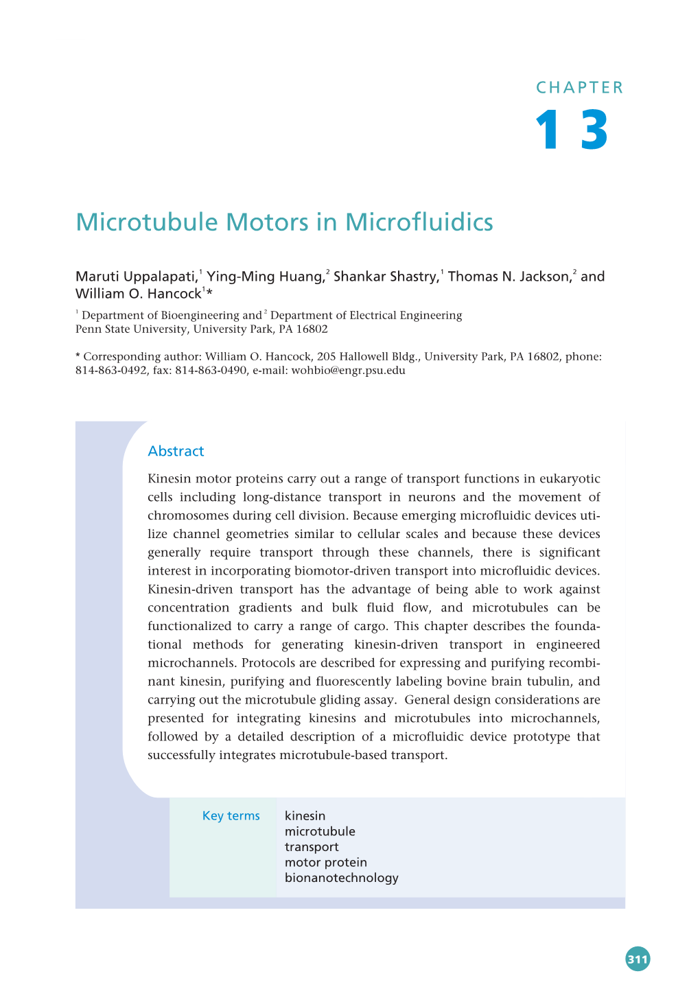 Microtubule Motors in Microfluidics