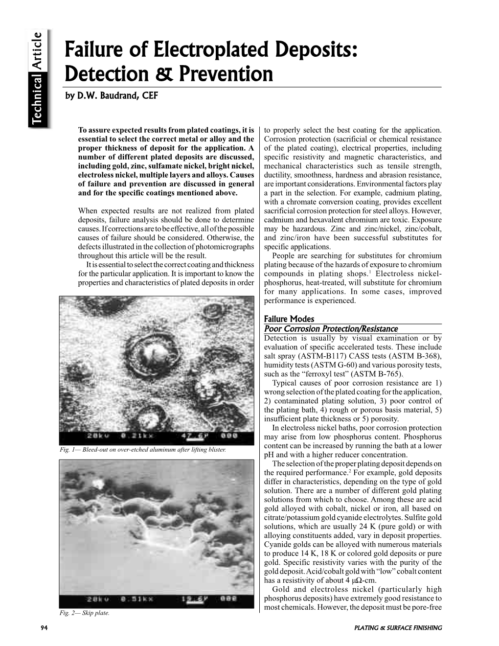 Failure of Electroplated Deposits: Detection & Prevention