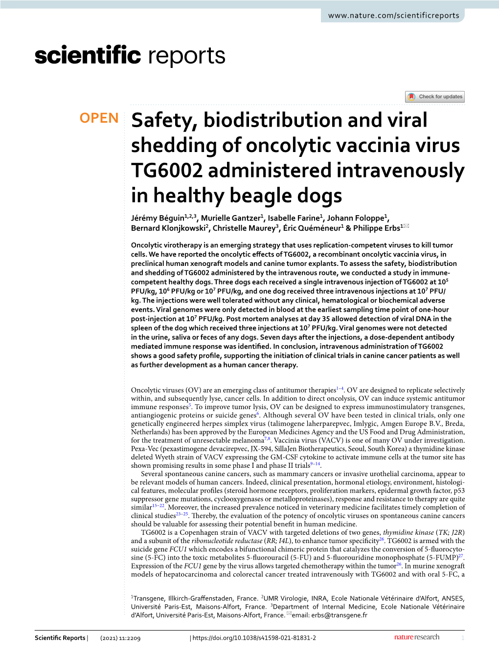 Safety, Biodistribution and Viral Shedding of Oncolytic Vaccinia Virus
