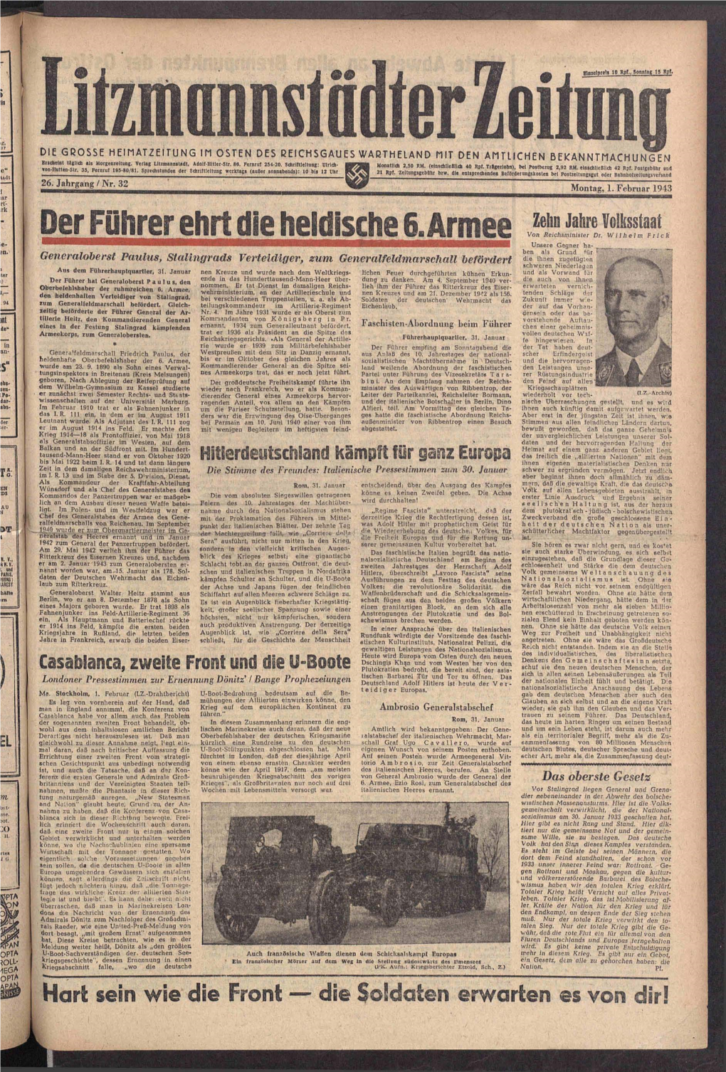 Der Führer Ehrt Die Heldische 6.Armee Ä I S R