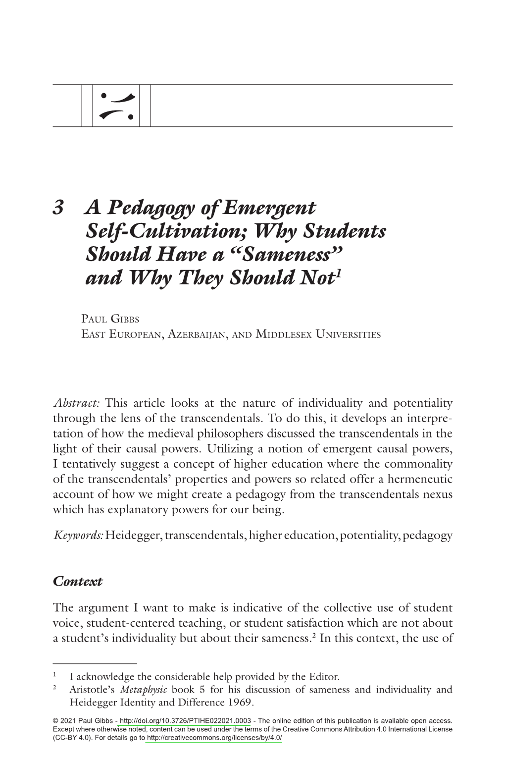 3 a Pedagogy of Emergent Self-Cultivation