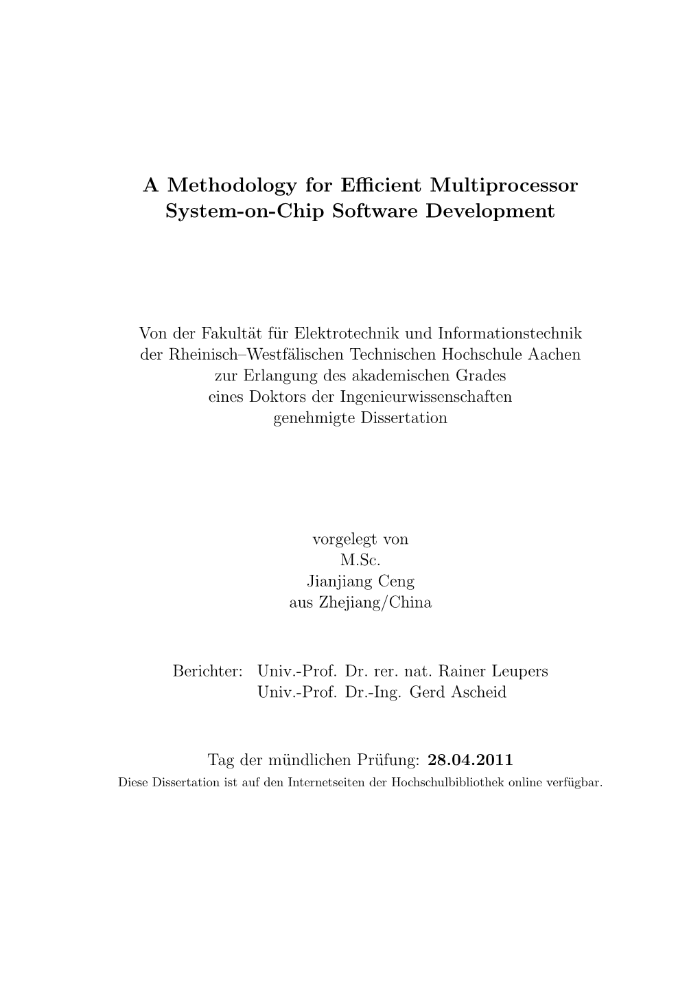 A Methodology for Efficient Multiprocessor System-On