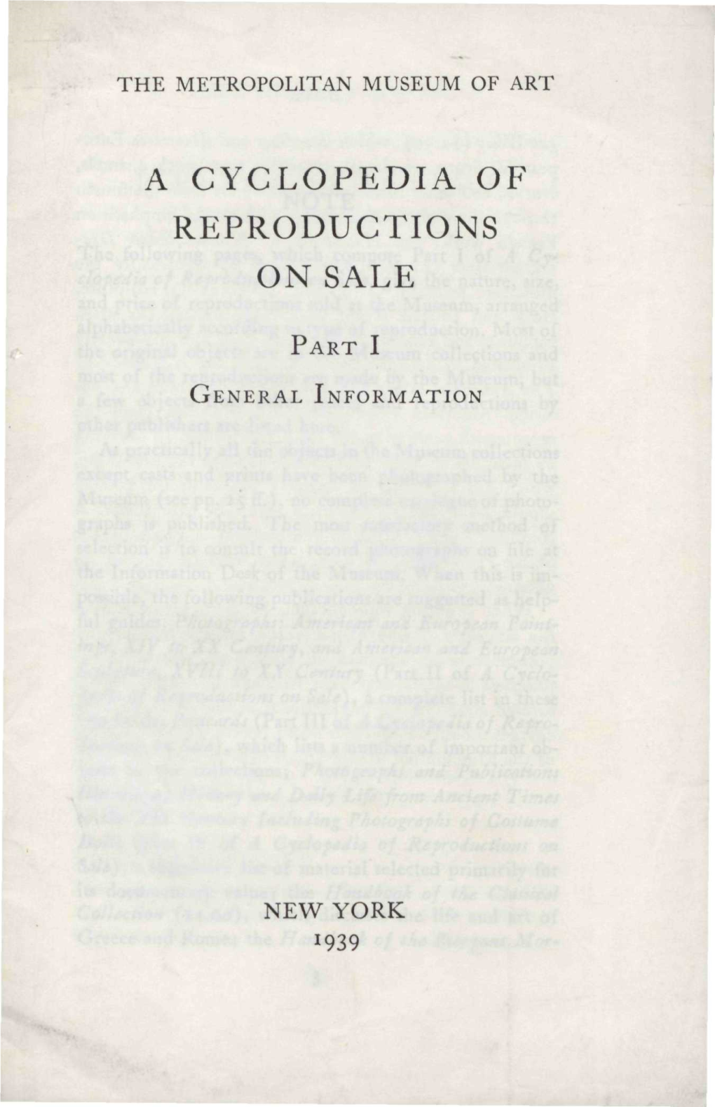 A Cyclopedia of Reproductions on Sale