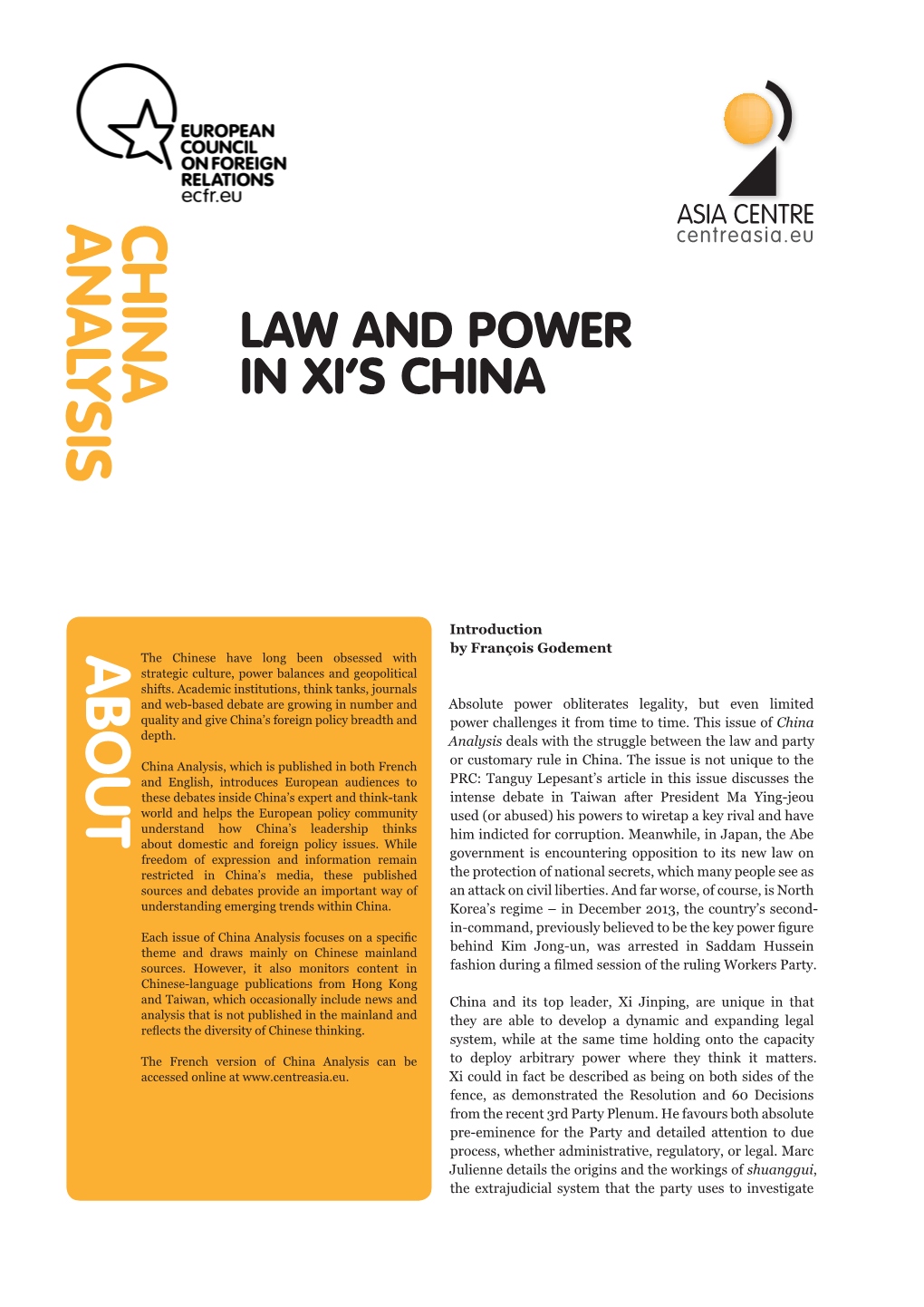 China Analysis Law and Power in Xi China December2013