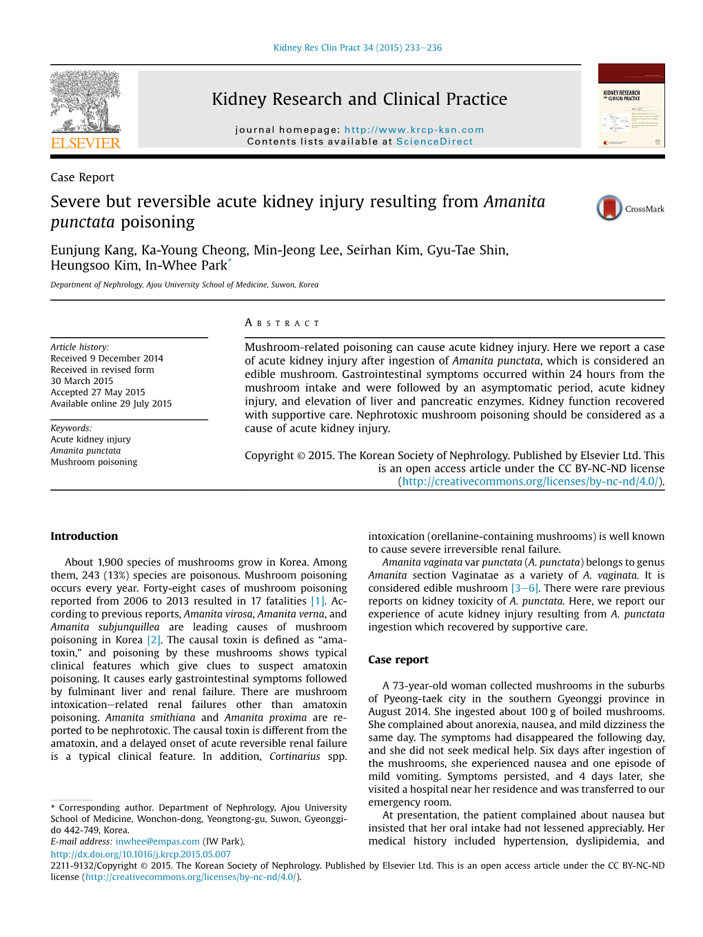 Severe but Reversible Acute Kidney Injury Resulting from Amanita Punctata Poisoning