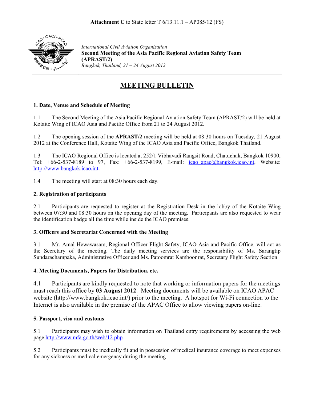 Meeting Bulletin