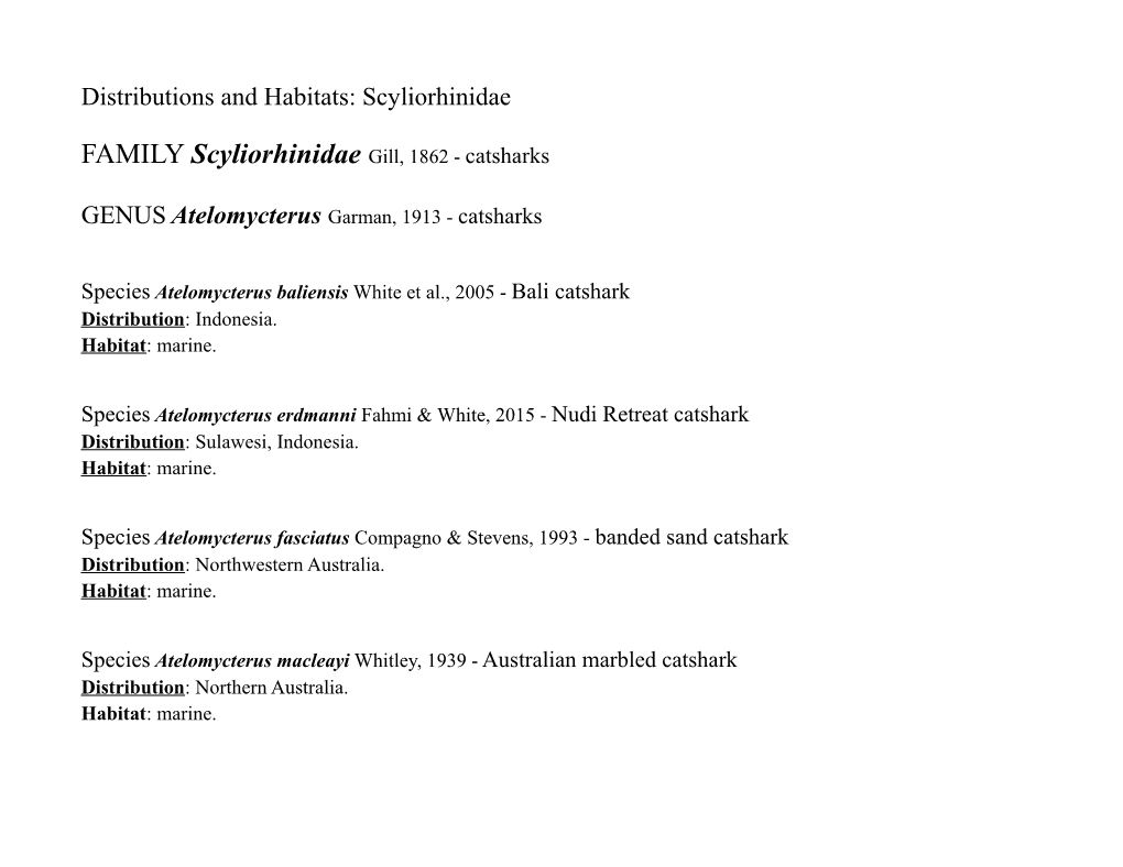 FAMILY Scyliorhinidae Gill, 1862 - Catsharks