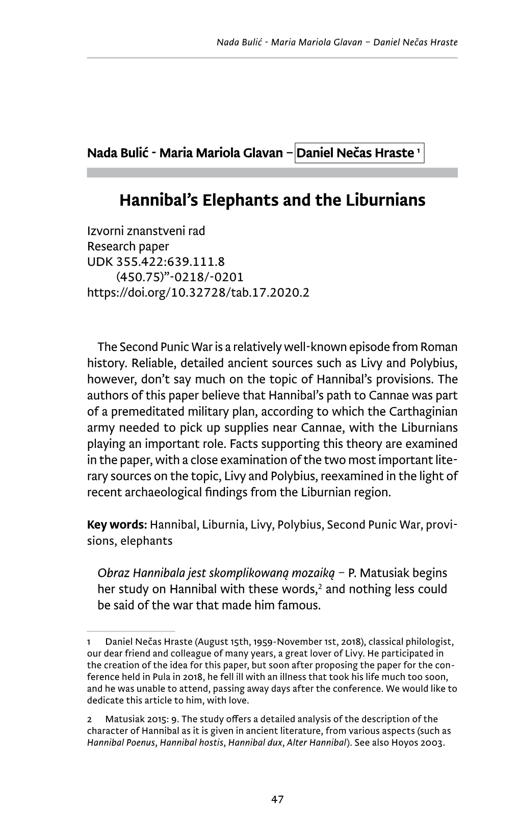 Hannibal's Elephants and the Liburnians