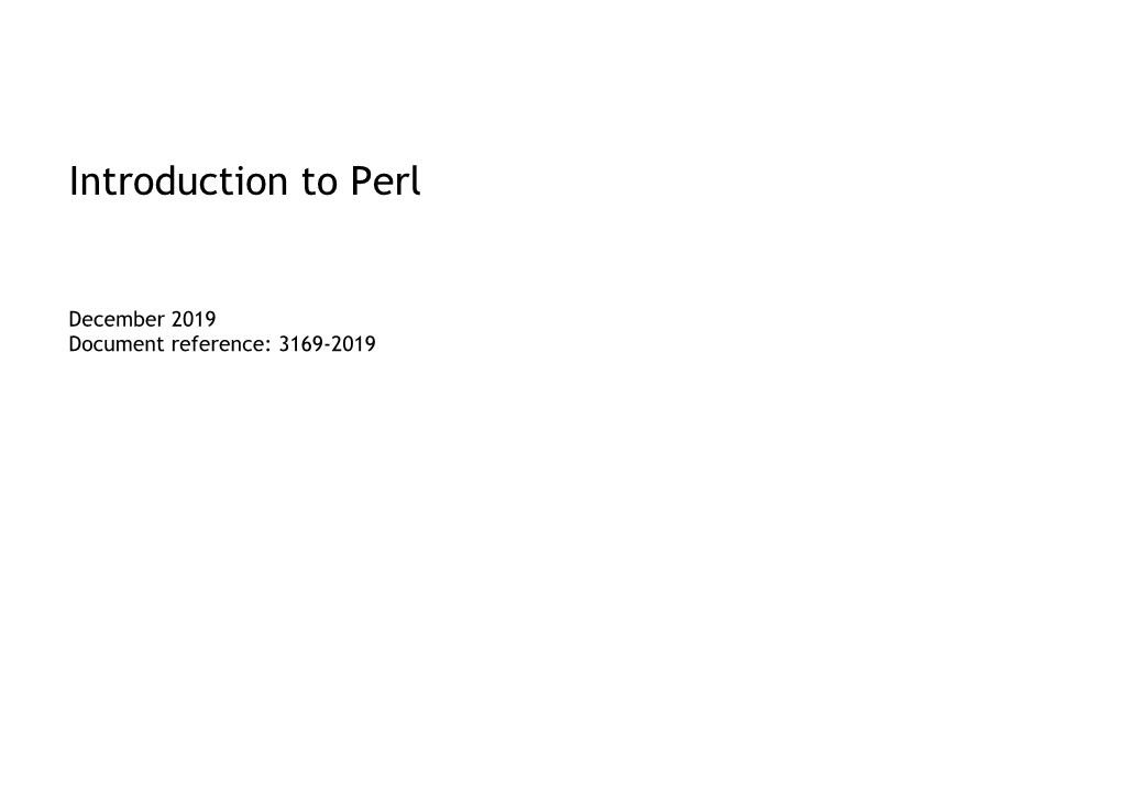 Introduction to Perl