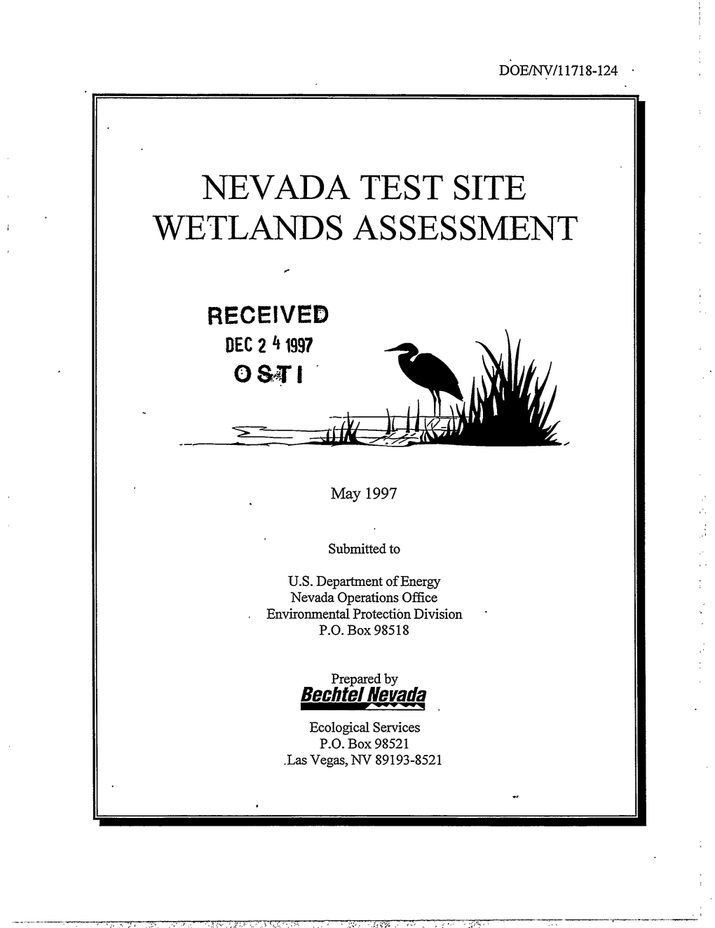 Nevada Test Site Wetlands Assessment