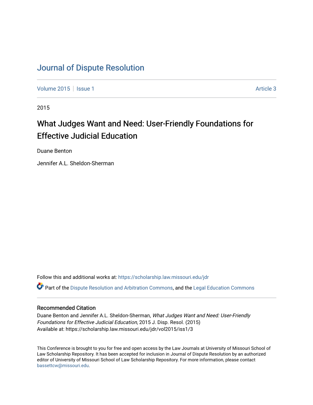 What Judges Want and Need: User-Friendly Foundations for Effective Judicial Education