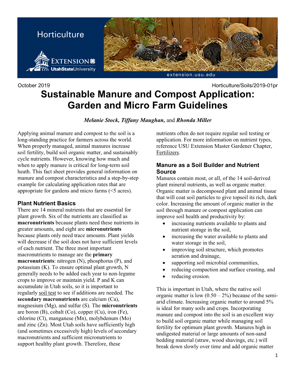 Sustainable Manure and Compost Application: Garden and Micro Farm Guidelines