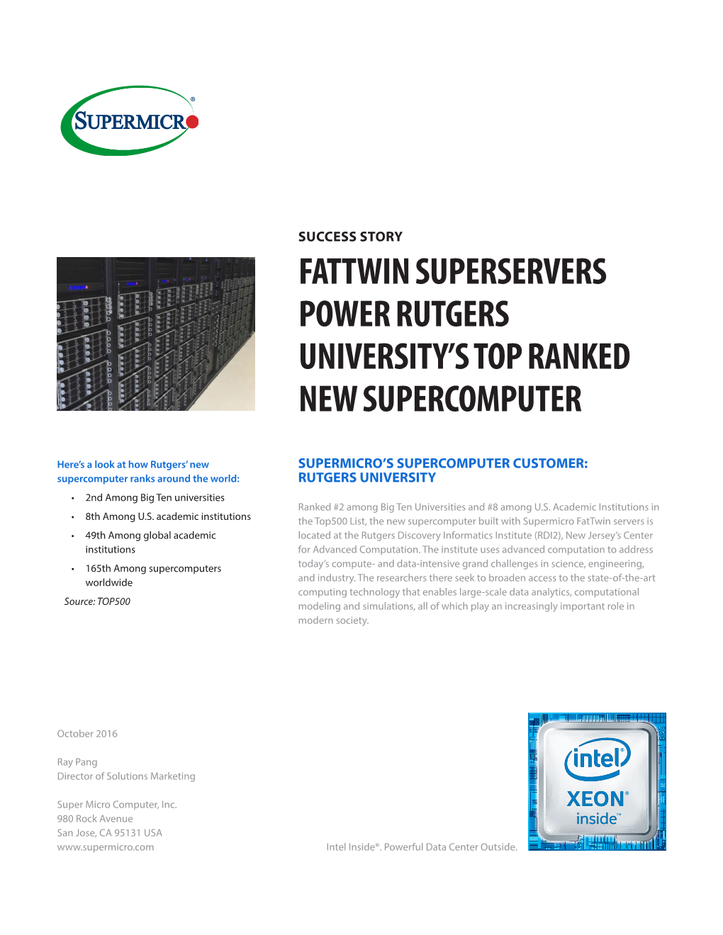 Fattwin Superservers Power Rutgers University's Top Ranked New Supercomputer