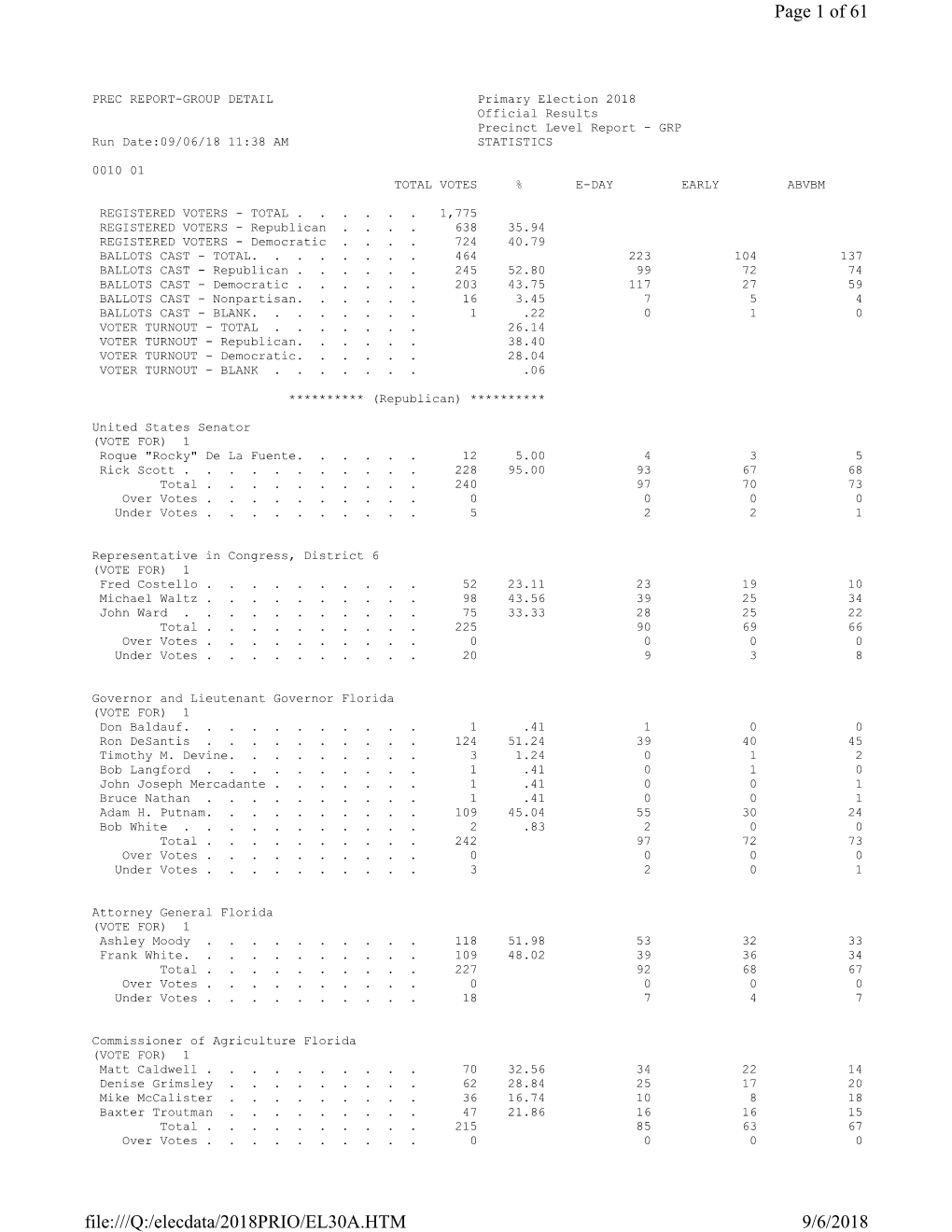 Official Precinct Level Results