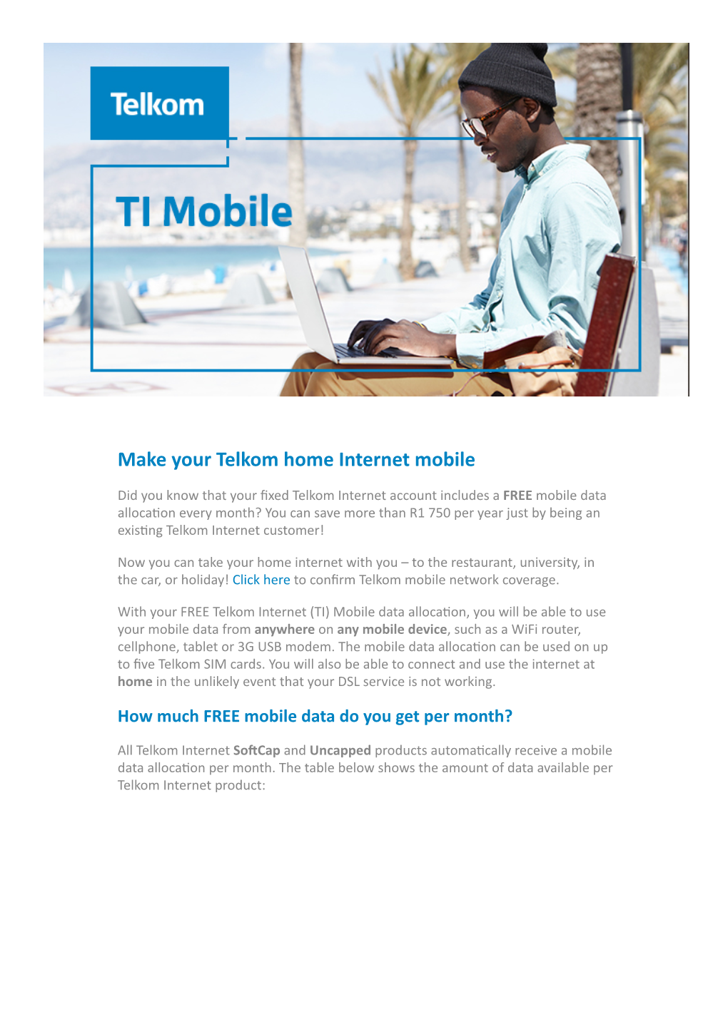 Make Your Telkom Home Internet Mobile