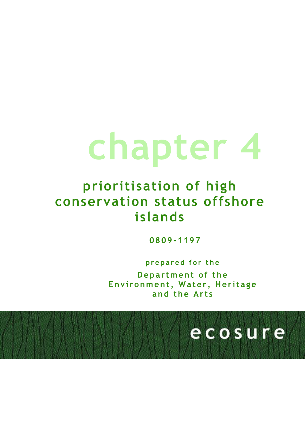 Prioritisation of High Conservation Status Offshore Islands