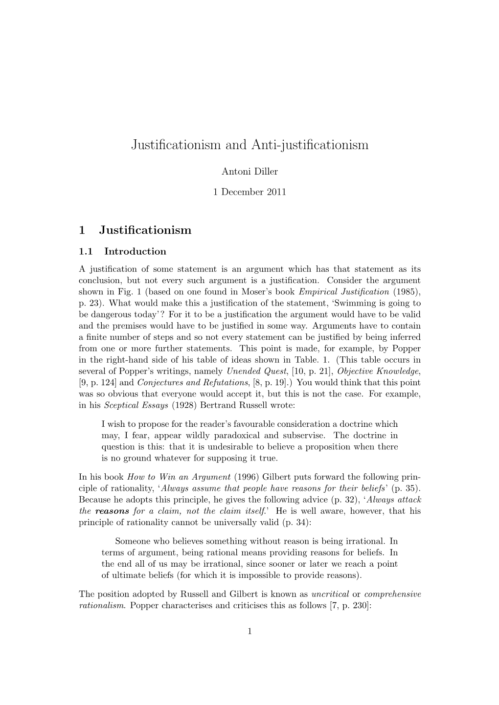 Justificationism and Anti-Justificationism