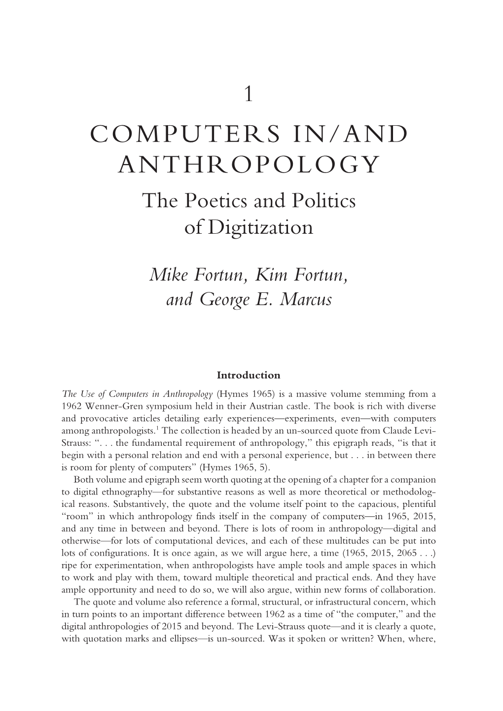 Computers In/And Anthropology: the Poetics and Politics of Digitization