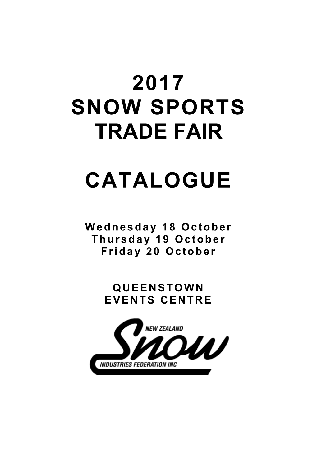 2017 Snow Sports Trade Fair Catalogue