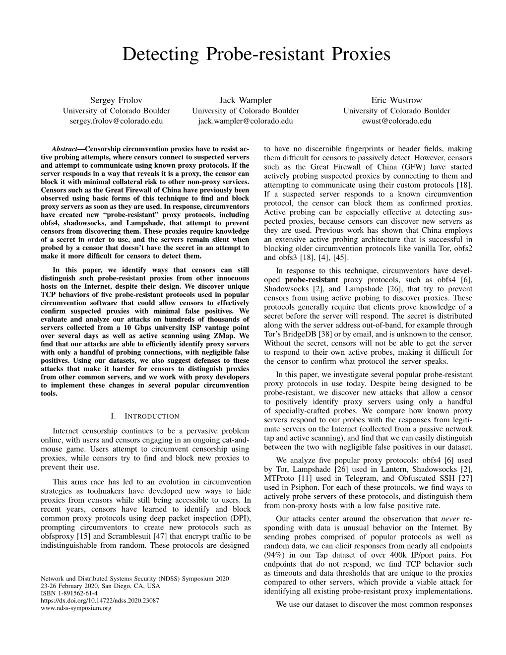 Detecting Probe-Resistant Proxies