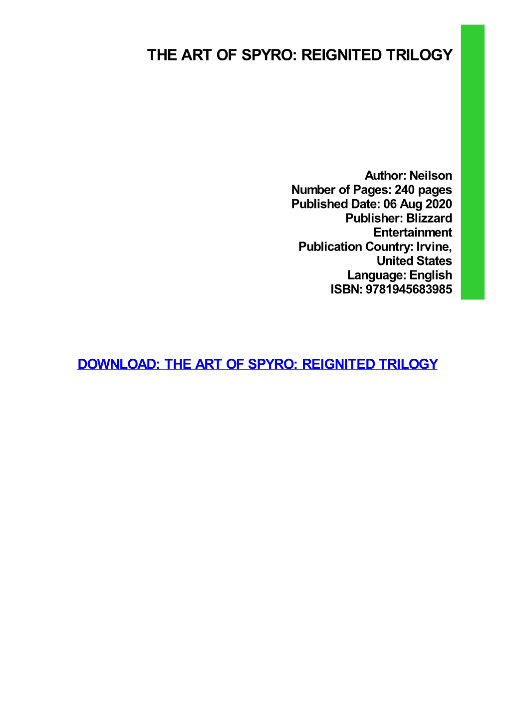 Ebook Download the Art of Spyro: Reignited Trilogy Ebook, Epub