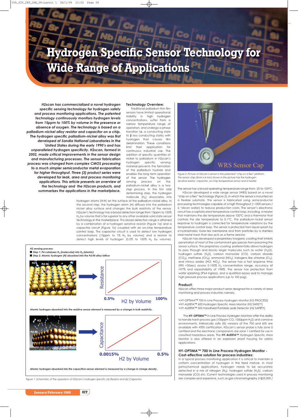 Hydrogen Specific Sensor Technology for Wide Range of Applications