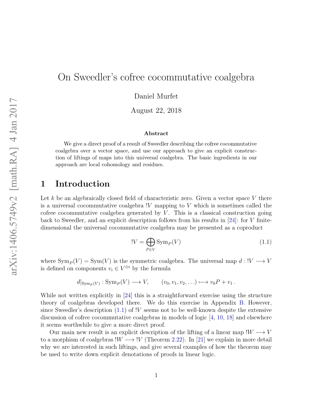 On Sweedler's Cofree Cocommutative Coalgebra