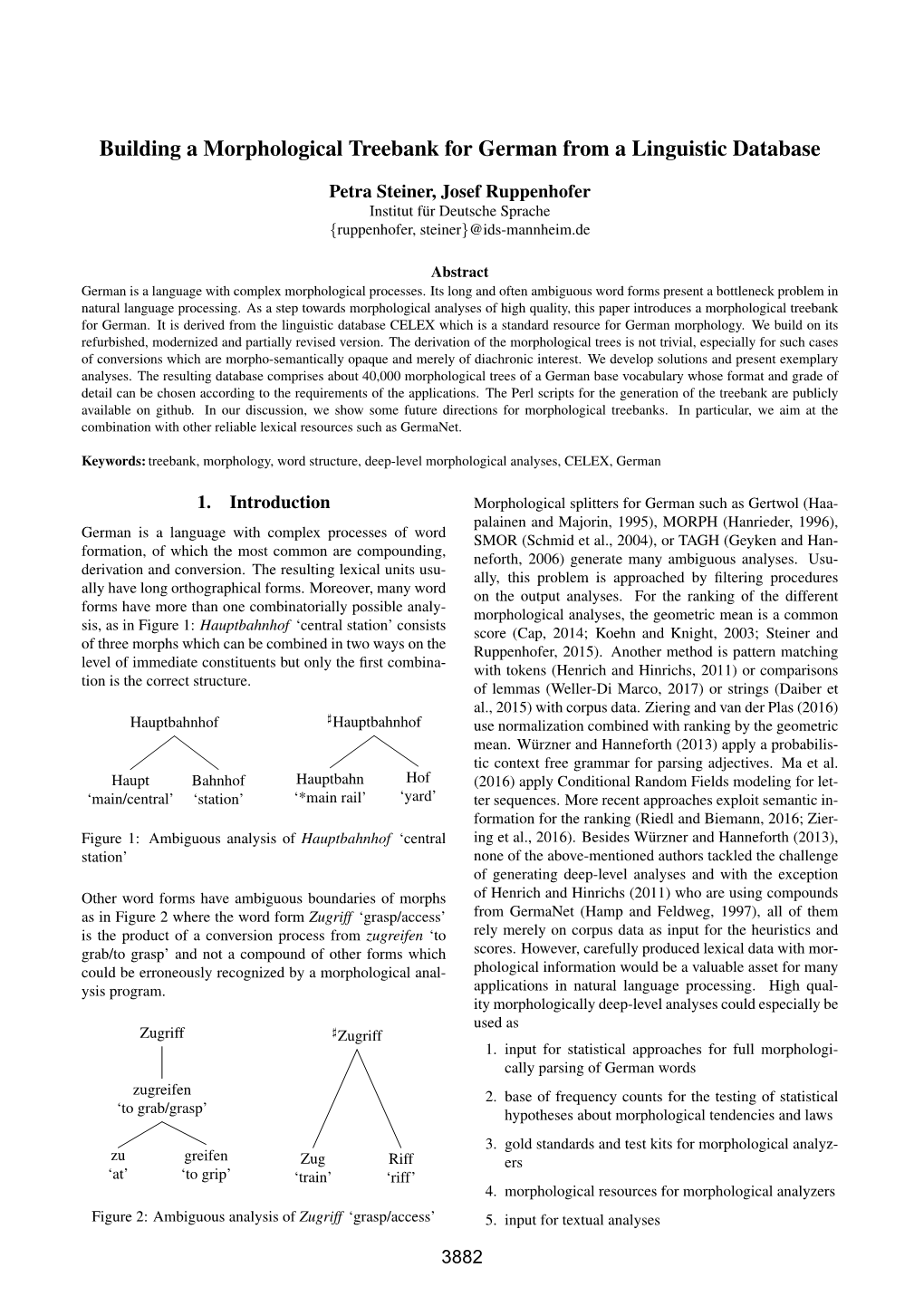 Building a Morphological Treebank for German from a Linguistic Database