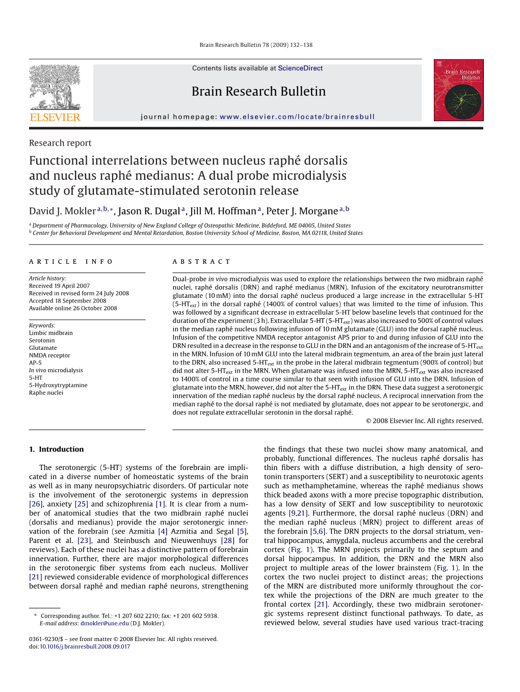 Brain Research Bulletin 78 (2009) 132–138