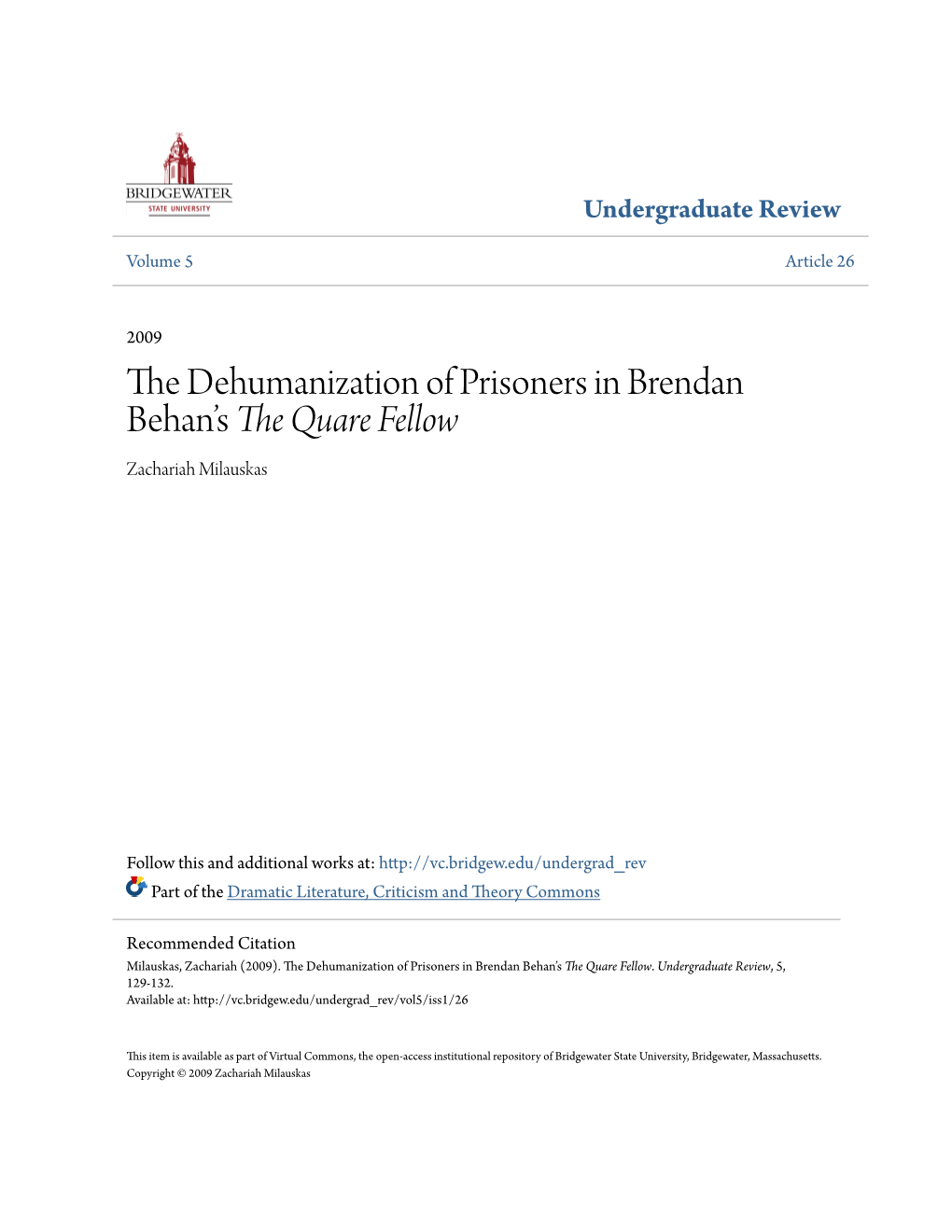 The Dehumanization of Prisoners in Brendan Behan's &lt;Em&gt;The Quare