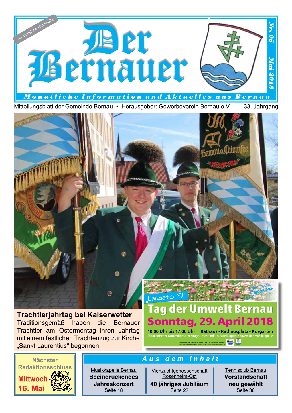 Mai 2018 Bernauer Monatliche Information Und Aktuelles Aus Bernau Mitteilungsblatt Der Gemeinde Bernau • Herausgeber: Gewerbeverein Bernau E.V