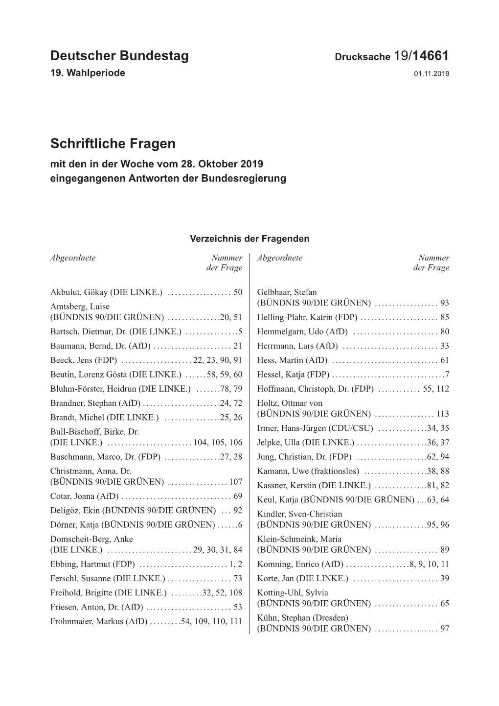 Drucksache 19/14661 19