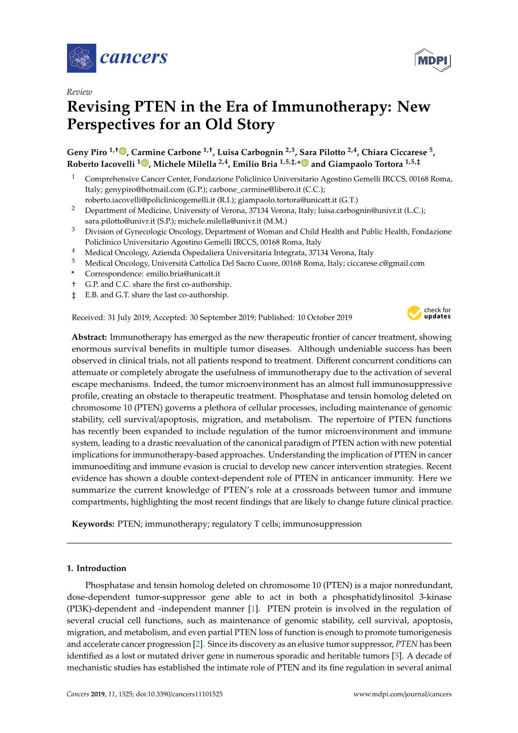 Revising PTEN in the Era of Immunotherapy: New Perspectives for an Old Story